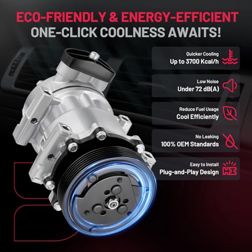 BDFHYK 68550 Air Conditioning A/C Compressor with Clutch Compatible with Dodge Dakota L4 2.5L 1996-2002, Compatible with Jeep Cherokee 1997-2001, TJ 1997-1999, Wrangler 1997-1999, 2.5L 4.0L