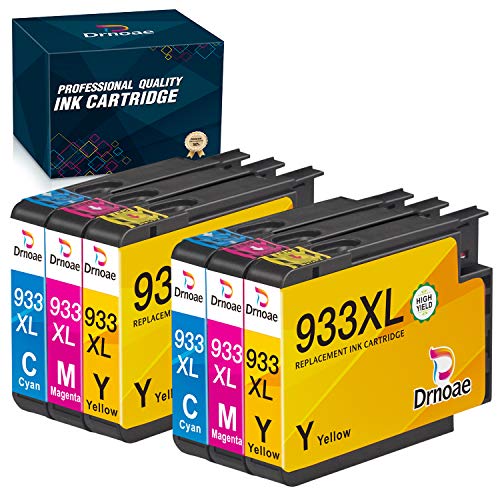 Drnoae Compatible Ink Cartridge Replacement for HP 933 933XL Use for HP OfficeJet 6100 6600 6700 7110 7610 7612 Printers, 6 Pack ( 2 C, 2 M, 2 Y )