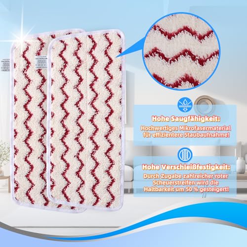 YANGYUQI 8 Stück für Vileda Steam PLUS XXL Dampfreiniger Ersatzbezüge, Ersatzpads aus Mikrofaser, Dampfreiniger XXL Ersatzbezug, Hygienische Reinigung für Alle Böden, Maschinenwaschbar (Rot+Weiß)