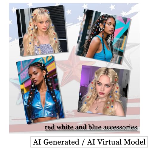 30 piezas accesorios para cabello rojo, blanco y azul miniatura 4