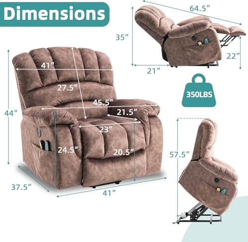Sillón Eléctrico Plegable Tela Marrón miniatura 2