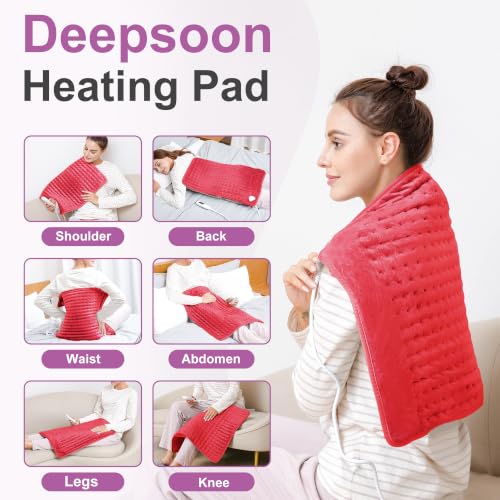 Image of Heating Pad,Electric Heating Pads,Heating Pad for Back,Red,24x20 Inch