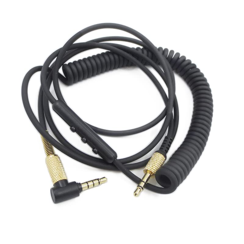 Kabel zdalnego sterowania do słuchawek Marshall Major IV 4,Major 2 II,Monitor Mid BT,wymienny przewód kablowy spiralny 3,5mm do 3,5mm (1,25m/4,1 stopy, przedłuż do 1,8m/5,11 stopy, czarny)
