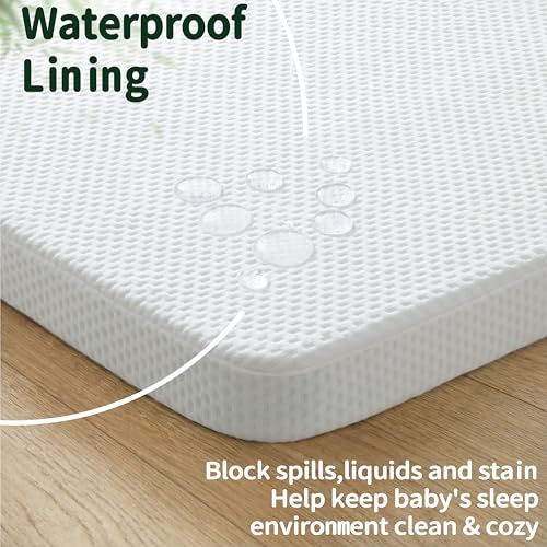 Image of Bassinet Mattress 33x19 Rectangle, Baby Waterproof Replacement Pad, Firm Support Foam Insert with Bamboo Viscose Cover