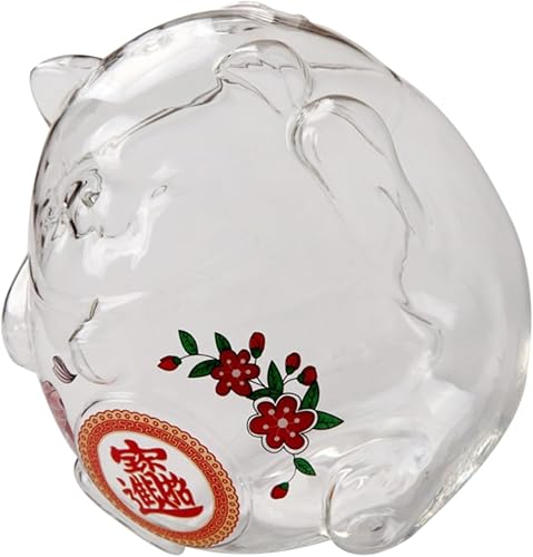 Alcancía transparente para adultos, alcancía de cristal, hucha de cristal, figura de gato de la suerte, caja de cerdito, estatua de gato Maneki,