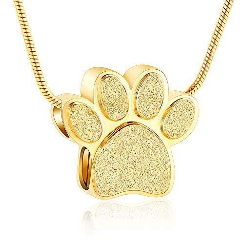 QGJNSGC Pet Paw Cremation Jewelry for Ashes Pendant Paw Print Urn Necklace Memorial Keepsake Jewelry for Pet/Dog's/Cat's Ashes