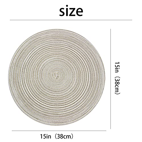 Panda Palm Round Braided Placemats Set Of 8 Bling Placemats Table Mats For Holiday Party Wedding Glitter Place Mats (Ivory) #TOP1