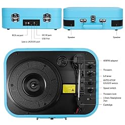 Platine Vinyle, Tourne Disque Vinyle avec Bluetooth USB AUX Haut-Parleur Stéréo Intégré Conception de Valise Rétro… - Les Beatles, Paul McCartney, John Lennon, RIngo Starr, George Harrison Platine Vinyle, Tourne Disque Vinyle avec Bluetooth USB AUX Haut-Parleur Stéréo Intégré Conception de Valise Rétro… – Image 3