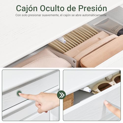 Miniatura 6 de Sobuy Mueble Zapatero Estrecho Entrada Recibidor, Zapatero Blanco Estrecho Con Cajón, Diseño Vintage Madera Blanca, Mueble Recibidor 24 Cm Fondo, 54x24x120 Cm, Fsr94-Wg