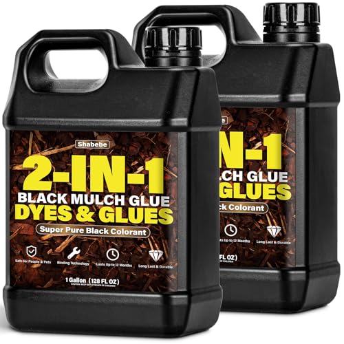 Mulch Glue - 1 Gallon Black Color 2-in-1 Mulch Dye & Glue for Landscaping, Super Strength Landscape Adhesive Landscape Lock, Fast-Dry, Non-Toxic, Mulch Binder Glue, Pea Gravel, Adhesive Max Mulch Glue