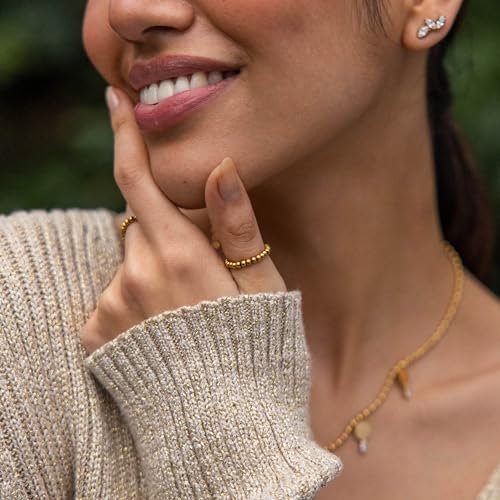 Purelei Bright Ring Damen Verstellbarer Edelstahlring, Wasserfester Schmuck, Goldener Ring mit Kugel-Design, Größen 50-60… – Ansicht 2