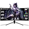 Monitor curvo para juegos de 34 pulgadas 4K, (3440 x 1440) monitor de computadora ultraancho de 165 Hz, AMD FreeSync, 1500R, HDR, 125% sRGB, DCI-P3 92%, HDMI/DP y altavoz incorporado