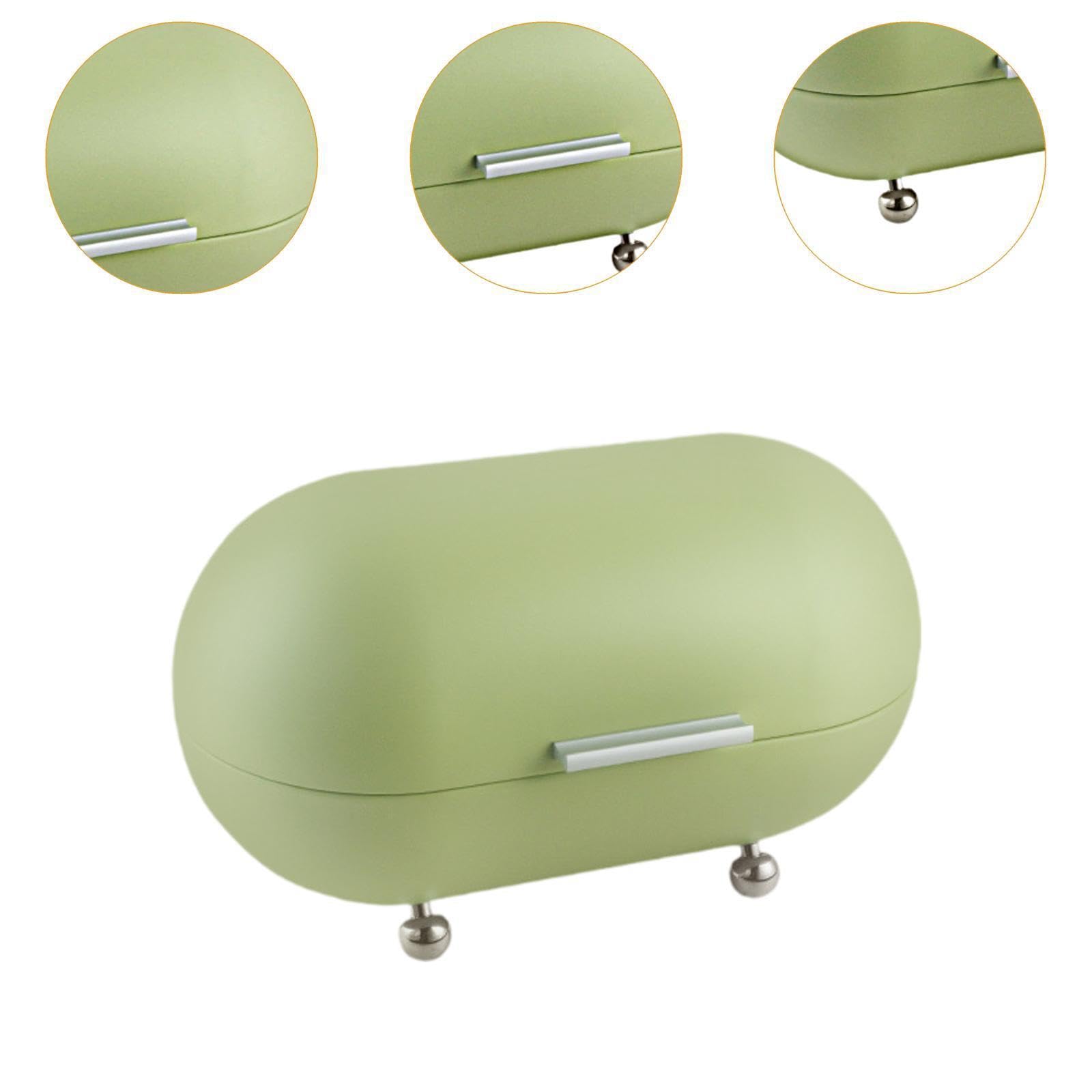 Caja de Almacenamiento de Pan multifunción para encimera, repostería, Cocina, Elegante Recipiente Metal para Pan con Tapa abatible fácil Abrir y Cerrar. , Verde