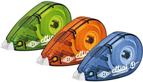 WEDO Korrekturroller Mini, 4,2 mm x 6 m, farbig sortiert VE=3