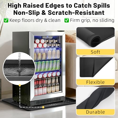 Image of NAMTSO Mini Fridge Silicone Mat, 20 inchx20 inch Floor Protector Drip Tray, Black