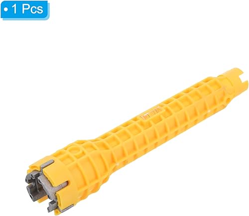 Miniatura 3 de PATIKIL Instalador de grifo y fregadero, llave multiusos 5 en 1, herramienta de fontanería para inodoro y lavabo, color amarillo