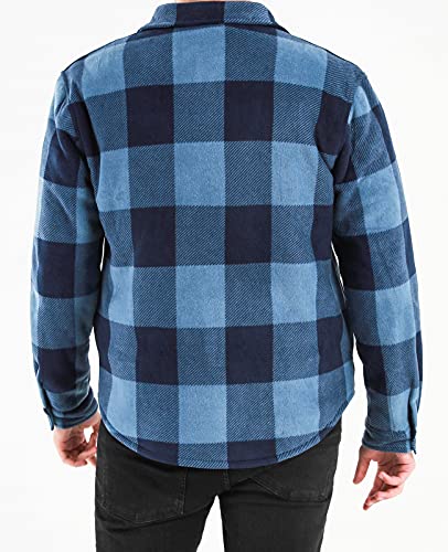 Image of Lisskolo Men's Warm Sherpa Flannel Shirt Jacket Heavy Fleece Lined Plaid Button Up Jackets