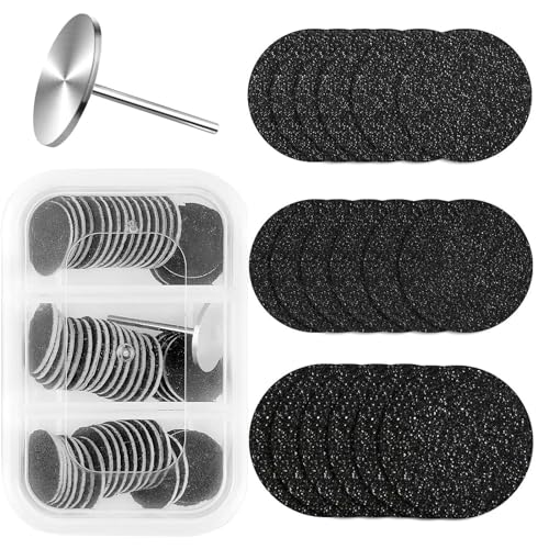 XIATIAN 60 Pièces Papier de Verre Feet Grinder, Limes À Pieds Disques de Papier Abrasif de Rechange, Pédicure de Disques avec Arbre pour la Peau Morte, Dur,...