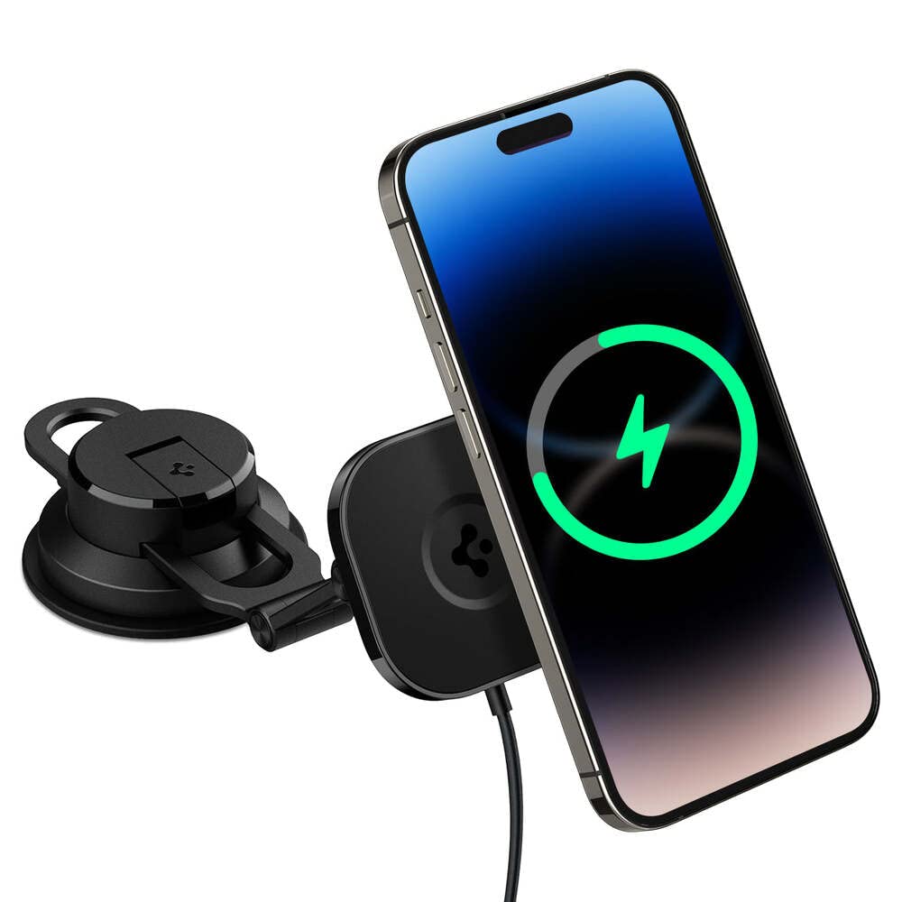 Spigen OneTap Pro MagFit [Sistema a 2 Giunzioni] Ricarica Wirelss Auto per Cellulare, Supporto Telefono MagSafe Compatibile con iPhone 17/17e/16/15/14/13/12 Pro Max Air e PixelSnap - Cruscotto