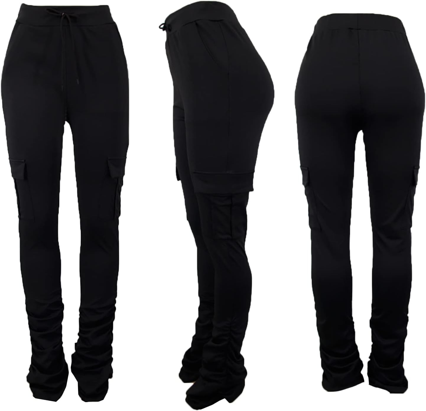 SHINFY Women's Stacked Leggings Pants,Casual Bell Bottom Yoga Pants Ruched Jogging Sweatpants