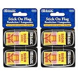 BAZIC 1" x 1.7" Yellow Color Printed Sign Here Flags w/Dispenser, PET Sticky Notes Memo Index Tabs Flags, Self-Stick Notes, Colorful Post Stickies Pads, Clean Removal (50 Flags/Pack), 2-Pack