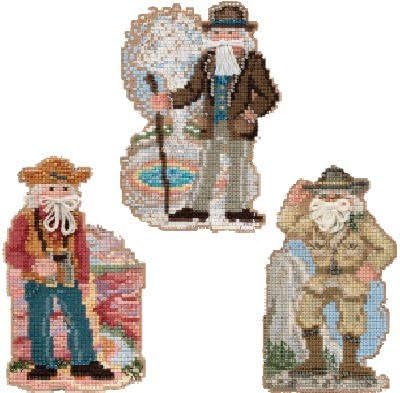 3 Item Bundle - Counted Stitched and Glass Bead Kits: Santas