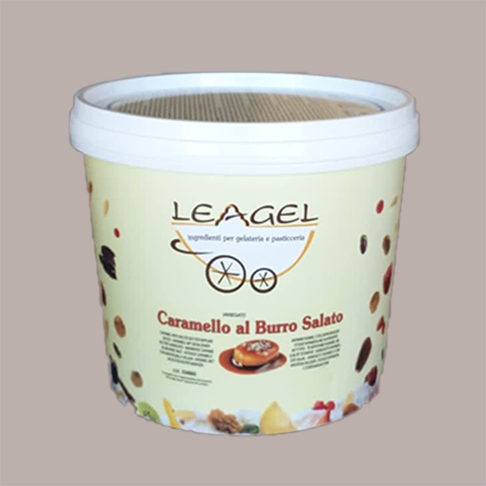 Lucgel Variegato Pasta per Gelato Salsa al Gusto di Caramello al Burro Salato Leagel - 3,5 Kg -