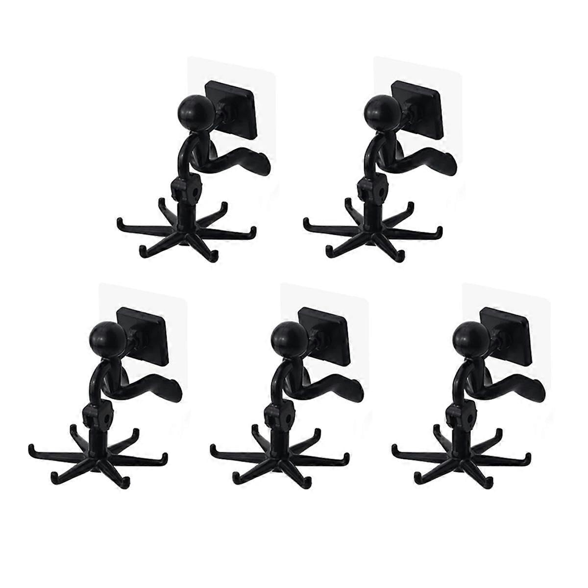 JOYHAPPST 360 Rotating Utensil Holder Hook, 5-Piece Set, Self-Adhesive, Strong Load-Bearing, for Kitchen Bathroom Wardrobe