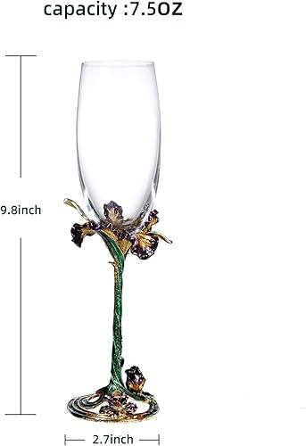 Miniatura 2 de SUQ I OME Juego de 2 copas de champán esmaltadas de cristal de vino, copas de champán esmaltadas decorativas, regalos para novias, bodas, San