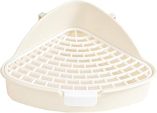 figatia Bandeja de areia de coelho bandeja de canto anti respingos para xixi bandeja de canto caixa de vaso sanitário para animais de estimação, BRANCO