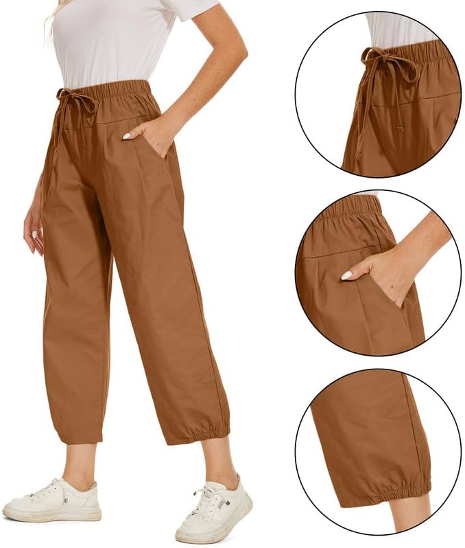Miniatura 2 de Pantalones capri para mujer, pantalones cortos de pierna ancha, holgados, cómodos, con cordón, para descansar, yoga, pantalones capri con bolsillos