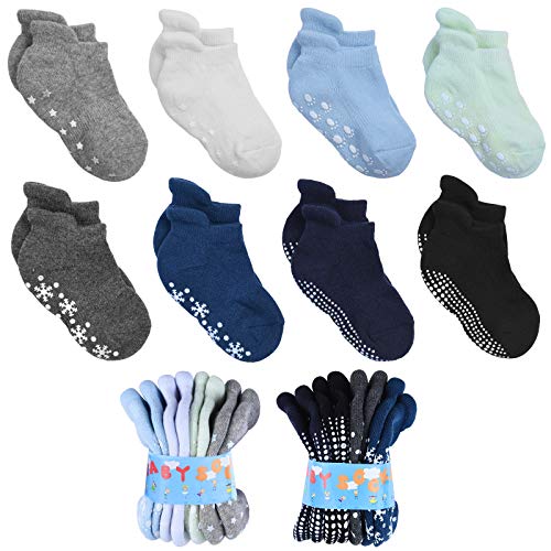 Baby Boys Socks- Thermal Ankle Cozy Warm Socks- Toddler Socks with Grip Cotton Crew Socks for Infants Newborn Kids