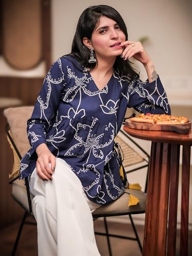 Image of Youthnic Women's Poly Rayon Printed Alia Cut Peplum Top | Top for Office | Women's Tunics | Short Kurti Women| Regular Fit