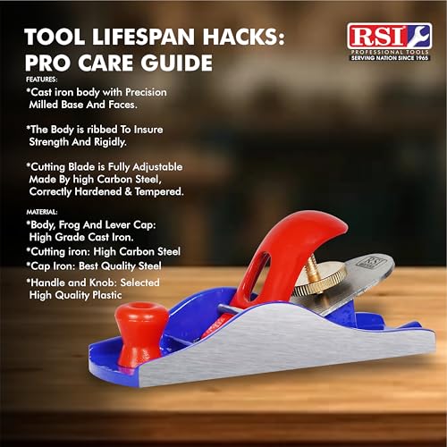 Image of Block Plane Super Heavy Duty Cast Iron Jack Plane Size 110 for Woodworking | Manual Hand Bench Plane with Micro-Adjustable Depth & Comfort Grip Handle