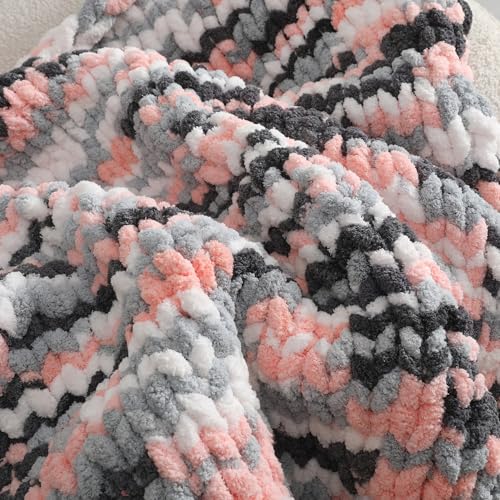 Image of Chunky Chenille Yarn for Hand Knitting 8 Jumbo Pack Jumbo Chunky Yarn for Hand Soft Blanket Knitting, Bulky Thick Fluffy Yarn for Crocheting (Kitten Color)