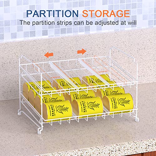 Minicloss 4-Tier Can Rack Organizer, Stackable Pantry Organizer Can Storage Dispenser Holds up to 48 Cans for Kitchen Cabinet, Countertop, White