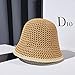 Women's Summer Bucket Hat Fashion Crochet Knit Hat Foldable Beach Hat Hand-Woven Cotton Hat (Khaki)