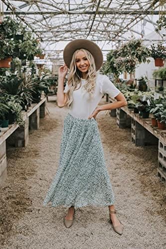 Zeagoo Women's Midi Skirts High Waisted Pleated A-Line Swing Skirts Summer Floral Long Skirts with Pockets - Image 5