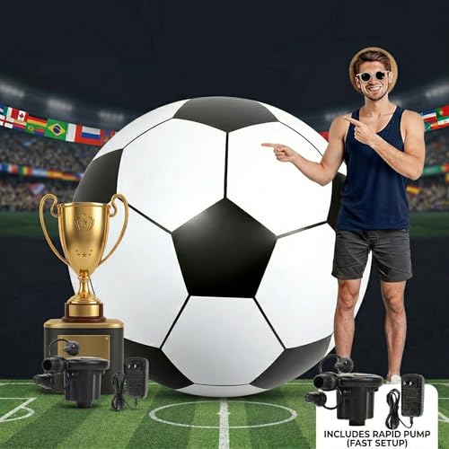 Tademis 40" Giant Inflatable Soccer Ball - 2026 World Cup Party Decorations, Jumbo Soccer Beach Ball for Stadium Stands, Fanzone, Pool & Outdoor Events, Includes Rapid Pump(40-inch)