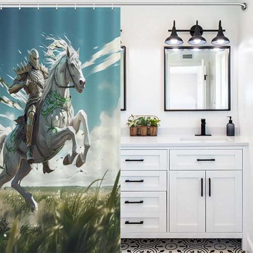 Rideau de douche cheval de qualité supérieure en polyester tissé résistant avec 12 œillets