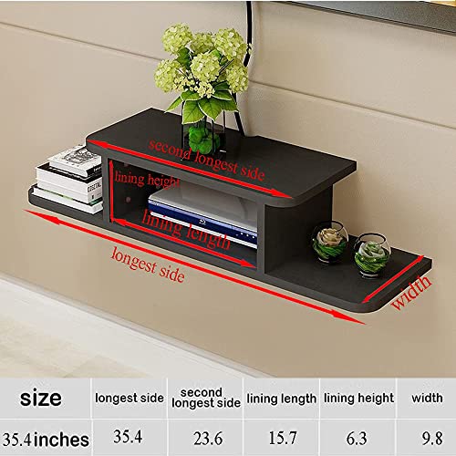 Bijun Floating Tv Shelf Entertainment Center Wall Mounted Media Console, Router Dvd Shelf, For One/Ps4/Cable Box/Dvd Players/Game Console Streaming Media Equipment (Black, 35.4) #TOP1