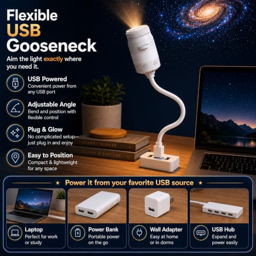 2-in-1 Galaxy Projector Night Light with 13 HD Projection Slides, USB Portable Starry Sky Night Light with 360° Rotation & Dual Auto-Off , Mini LED Ceiling Wall Lamp for Car Decor Bedroom Adults Gifts - image 5