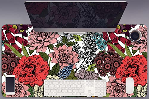 Sous-main de bureau 90x45cm vinyle Decormat protection motif fleurs d'automne