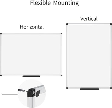 VIZ-PRO Dry Erase Board, 48 x 36 Inches, 2 Pack, Wall Mounted Whiteboard | 4' x 3', Aluminum Frame, with Marker Tray, for School Office and Home