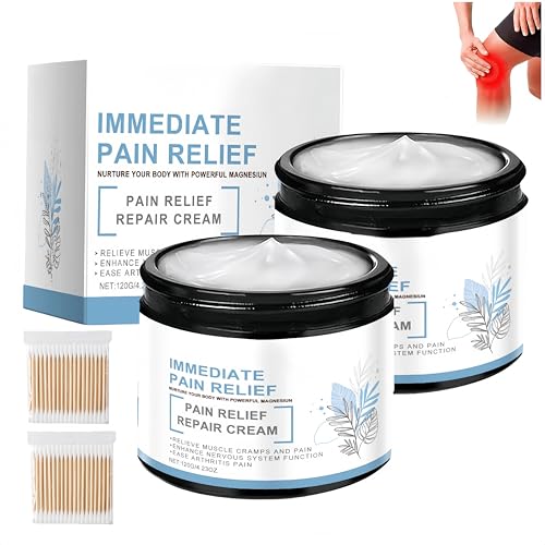 Crema de magnesio para el alivio del dolor óseo, gel para el cuidado corporal, cremas reparadoras profesionales, de rápida absorción, ingredientes naturales, para espalda, cuello (2Piezas)