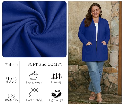 Image of OLRIK Plus Size Cardigan for Women 2026 Lightweight Open Front with Pockets
