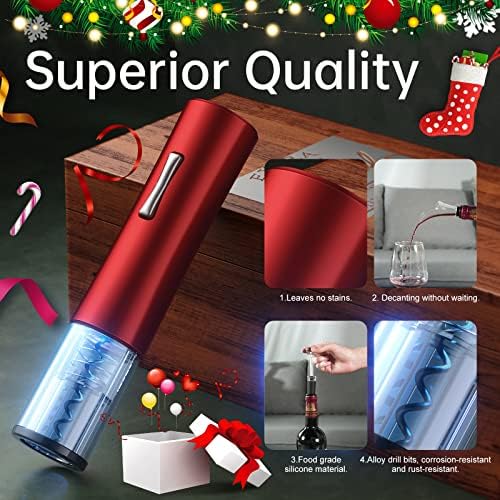 Electric Wine Opener Set, Battery Operated Automatic Wine Bottle Openers with Foil Cutter,Vacuum Stoppers, Pourer,Reusable Automatic Wine Corkscrew Remover for Wine Lovers Gift, Dating, Party