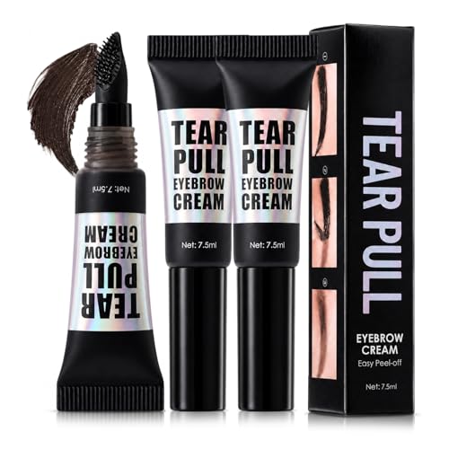 3 Piezas Tinte de Cejas Peel-Off,Gel de tinte de cejas impermeable,Peel Off Tattoo EyebrowGel,Secado Rápido y Retirable,Aplicación Fácil,Color Uniforme Para Cejas Definidas(marrón oscuro)