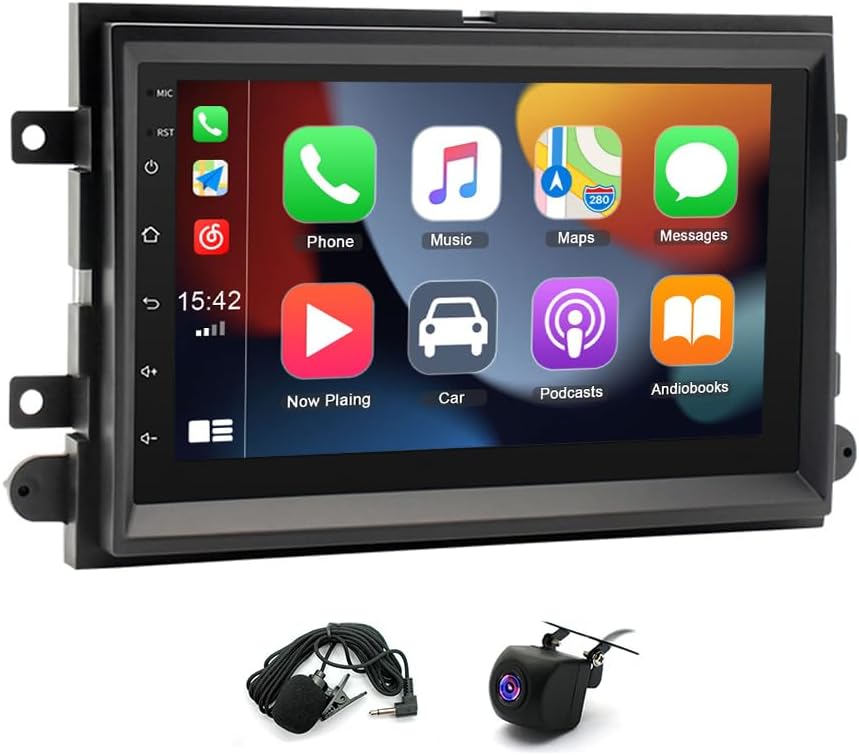 moseiny car stereo with external microphone and backup camera