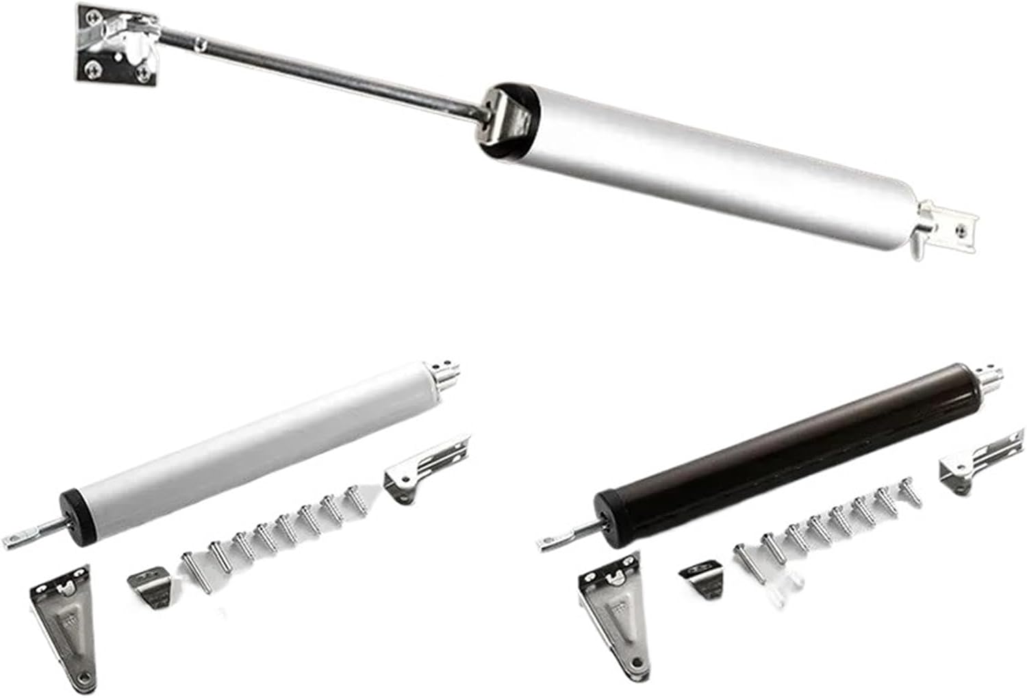 Adjustable Pneumatic Door Closer Spring Closers 100 Degrees Within Positioning Stop Buffer Closing Device(Silver)